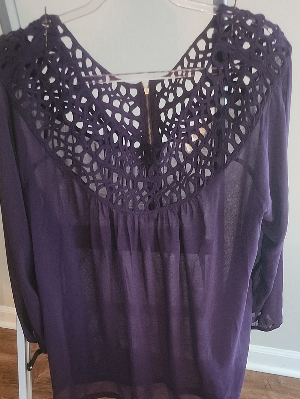 Umgee Deep Purple Crochet Yoke Tunic